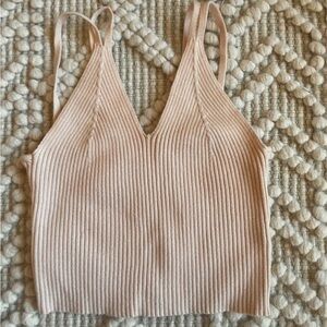 ZARA blush Pink Ribbed Crop Tank Top XS